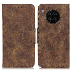 Leather Case Stands Flip Cover Holder M03L for Huawei Honor 50 Lite Brown