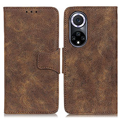 Leather Case Stands Flip Cover Holder M03L for Huawei Nova 9 Brown