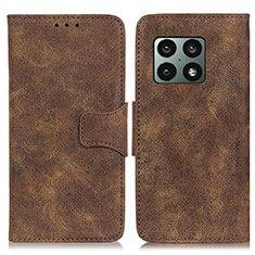 Leather Case Stands Flip Cover Holder M03L for OnePlus 10 Pro 5G Brown