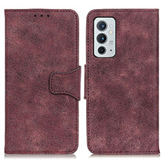 Leather Case Stands Flip Cover Holder M03L for OnePlus 9RT 5G Purple