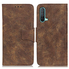 Leather Case Stands Flip Cover Holder M03L for OnePlus Nord CE 5G Brown