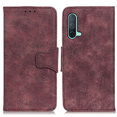 Leather Case Stands Flip Cover Holder M03L for OnePlus Nord CE 5G Purple