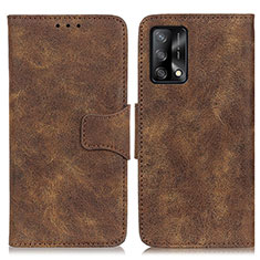 Leather Case Stands Flip Cover Holder M03L for Oppo F19 Brown