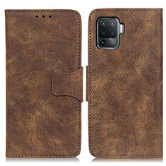 Leather Case Stands Flip Cover Holder M03L for Oppo Reno5 F Brown