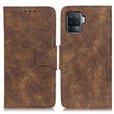 Leather Case Stands Flip Cover Holder M03L for Oppo Reno5 Lite Brown