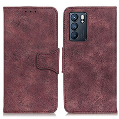 Leather Case Stands Flip Cover Holder M03L for Oppo Reno6 5G Purple