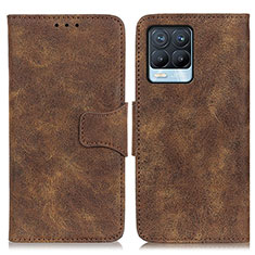 Leather Case Stands Flip Cover Holder M03L for Realme 8 Pro Brown