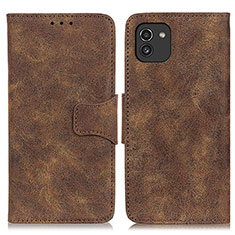 Leather Case Stands Flip Cover Holder M03L for Samsung Galaxy A03 Brown