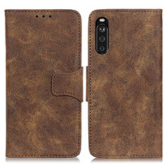 Leather Case Stands Flip Cover Holder M03L for Sony Xperia 10 III Lite Brown