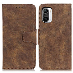 Leather Case Stands Flip Cover Holder M03L for Xiaomi Mi 11i 5G Brown