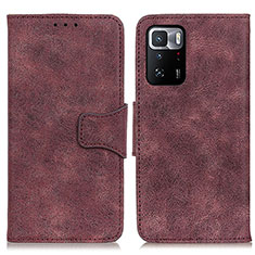Leather Case Stands Flip Cover Holder M03L for Xiaomi Redmi Note 10 Pro 5G Purple