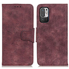 Leather Case Stands Flip Cover Holder M03L for Xiaomi Redmi Note 10T 5G Purple