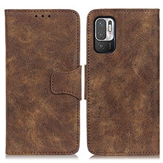 Leather Case Stands Flip Cover Holder M03L for Xiaomi Redmi Note 11 SE 5G Brown