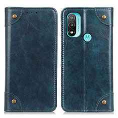 Leather Case Stands Flip Cover Holder M04L for Motorola Moto E30 Blue