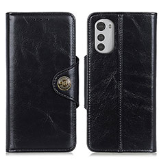 Leather Case Stands Flip Cover Holder M04L for Motorola Moto E32 Black