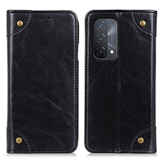 Leather Case Stands Flip Cover Holder M04L for Oppo A54 5G Black