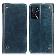 Leather Case Stands Flip Cover Holder M04L for Oppo A54s Blue