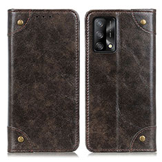 Leather Case Stands Flip Cover Holder M04L for Oppo A74 4G Bronze