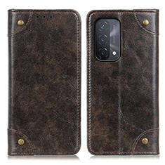 Leather Case Stands Flip Cover Holder M04L for Oppo A74 5G Bronze