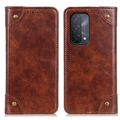 Leather Case Stands Flip Cover Holder M04L for Oppo A93 5G Brown