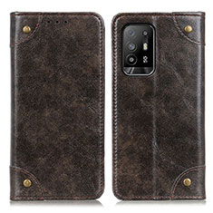 Leather Case Stands Flip Cover Holder M04L for Oppo A94 5G Bronze