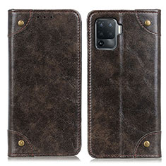 Leather Case Stands Flip Cover Holder M04L for Oppo Reno5 F Bronze