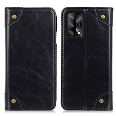 Leather Case Stands Flip Cover Holder M04L for Oppo Reno6 Lite Black