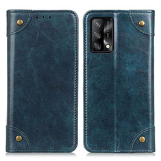 Leather Case Stands Flip Cover Holder M04L for Oppo Reno6 Lite Blue