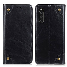 Leather Case Stands Flip Cover Holder M04L for Sony Xperia 10 III Lite Black