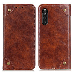 Leather Case Stands Flip Cover Holder M04L for Sony Xperia 10 III Lite Brown