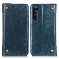 Leather Case Stands Flip Cover Holder M04L for Sony Xperia 10 III SO-52B Blue