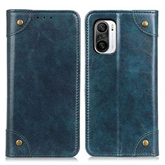 Leather Case Stands Flip Cover Holder M04L for Xiaomi Redmi K40 Pro 5G Blue