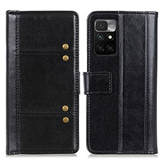 Leather Case Stands Flip Cover Holder M04L for Xiaomi Redmi Note 11 4G (2021) Black