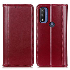 Leather Case Stands Flip Cover Holder M05L for Motorola Moto G Pure Red