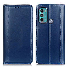 Leather Case Stands Flip Cover Holder M05L for Motorola Moto G60 Blue