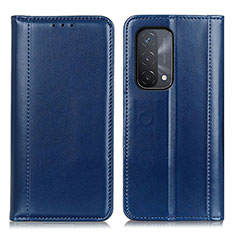 Leather Case Stands Flip Cover Holder M05L for OnePlus Nord N200 5G Blue