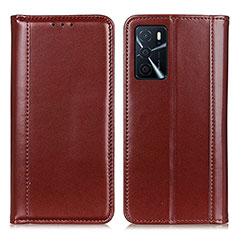 Leather Case Stands Flip Cover Holder M05L for Oppo A16s Brown