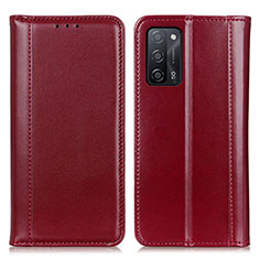 Leather Case Stands Flip Cover Holder M05L for Oppo A53s 5G Red