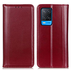 Leather Case Stands Flip Cover Holder M05L for Oppo A54 4G Red