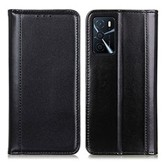 Leather Case Stands Flip Cover Holder M05L for Oppo A54s Black