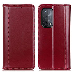 Leather Case Stands Flip Cover Holder M05L for Oppo A74 5G Red