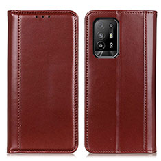 Leather Case Stands Flip Cover Holder M05L for Oppo A94 5G Brown