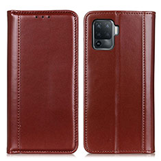 Leather Case Stands Flip Cover Holder M05L for Oppo F19 Pro Brown