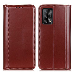 Leather Case Stands Flip Cover Holder M05L for Oppo F19s Brown