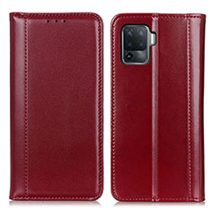 Leather Case Stands Flip Cover Holder M05L for Oppo Reno5 F Red