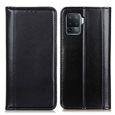 Leather Case Stands Flip Cover Holder M05L for Oppo Reno5 Lite Black