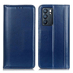 Leather Case Stands Flip Cover Holder M05L for Oppo Reno6 5G Blue