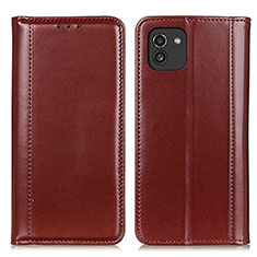 Leather Case Stands Flip Cover Holder M05L for Samsung Galaxy A03 Brown