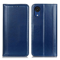 Leather Case Stands Flip Cover Holder M05L for Samsung Galaxy A03 Core Blue