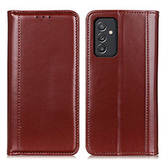 Leather Case Stands Flip Cover Holder M05L for Samsung Galaxy A15 4G Brown